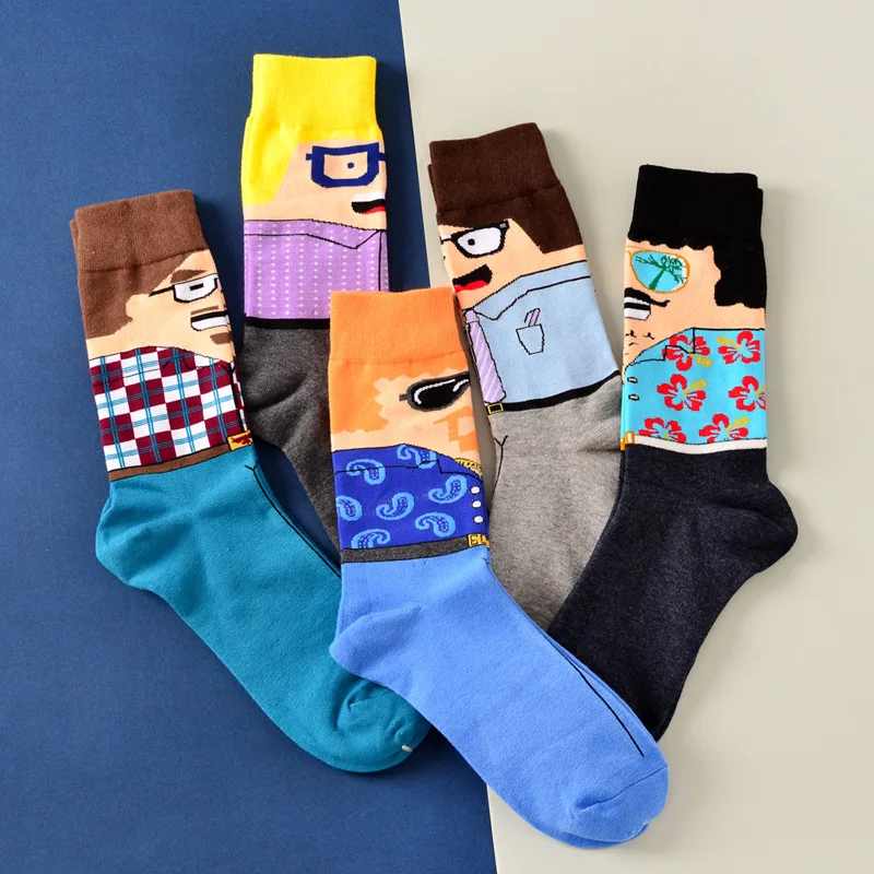 1 Pair New Summer Color Rush Cotton Fashion Long Happy Sock Art