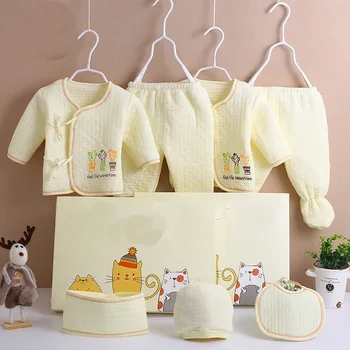 

Autumn Winter Spring Newborn Gift Warm Clothes Kinds Baby Pure Cotton Set Supplies 7PCS in set