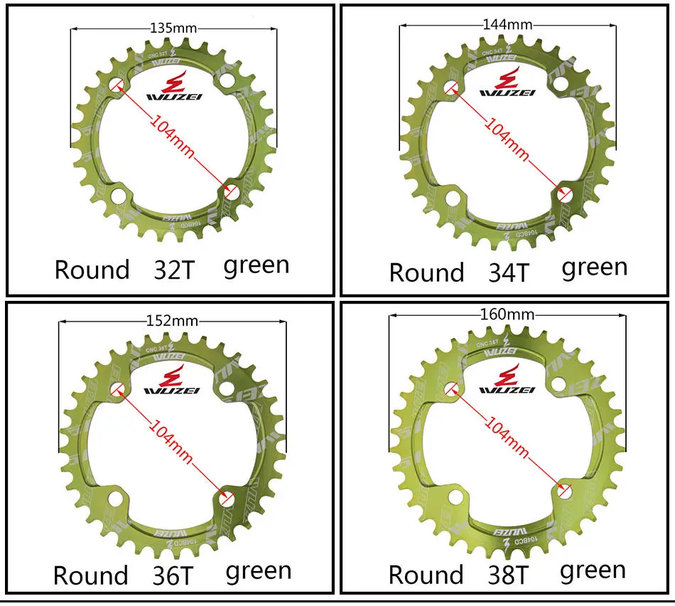 Wuzei одна ширина система отслеживания скорости Корона Bcd 104 Rodada 32 11 T 34 T 36 T 38 T для Mtb колесо и педали Стоматологическое кольцо 9 10 11 S