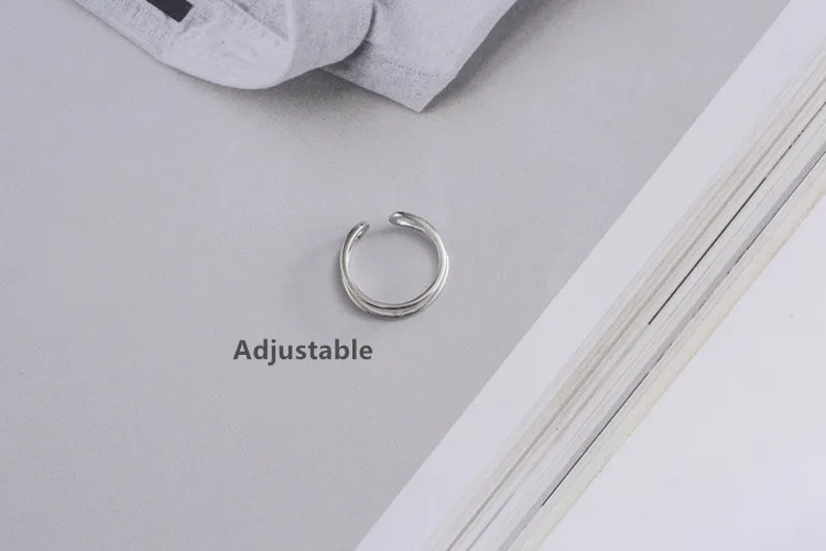 Акция Металлические Кольца Кольцо anillos упрощенный геометрический двойное кольцо на палец для 925 пробы Jewelry Лидер продаж