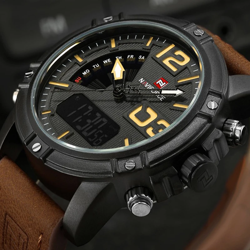 Prix pour 2017 NAVIFORCE De Luxe Marque Hommes de Quartz Numérique Montres Hommes Mode Casual Sport Horloge Véritable En Cuir Montres Militaires Prix pour 2017 NAVIFORCE De Luxe Marque Hommes de Quartz Numérique Montres Hommes Mode Casual Sport Horloge Véritable En Cuir Montres Militaires