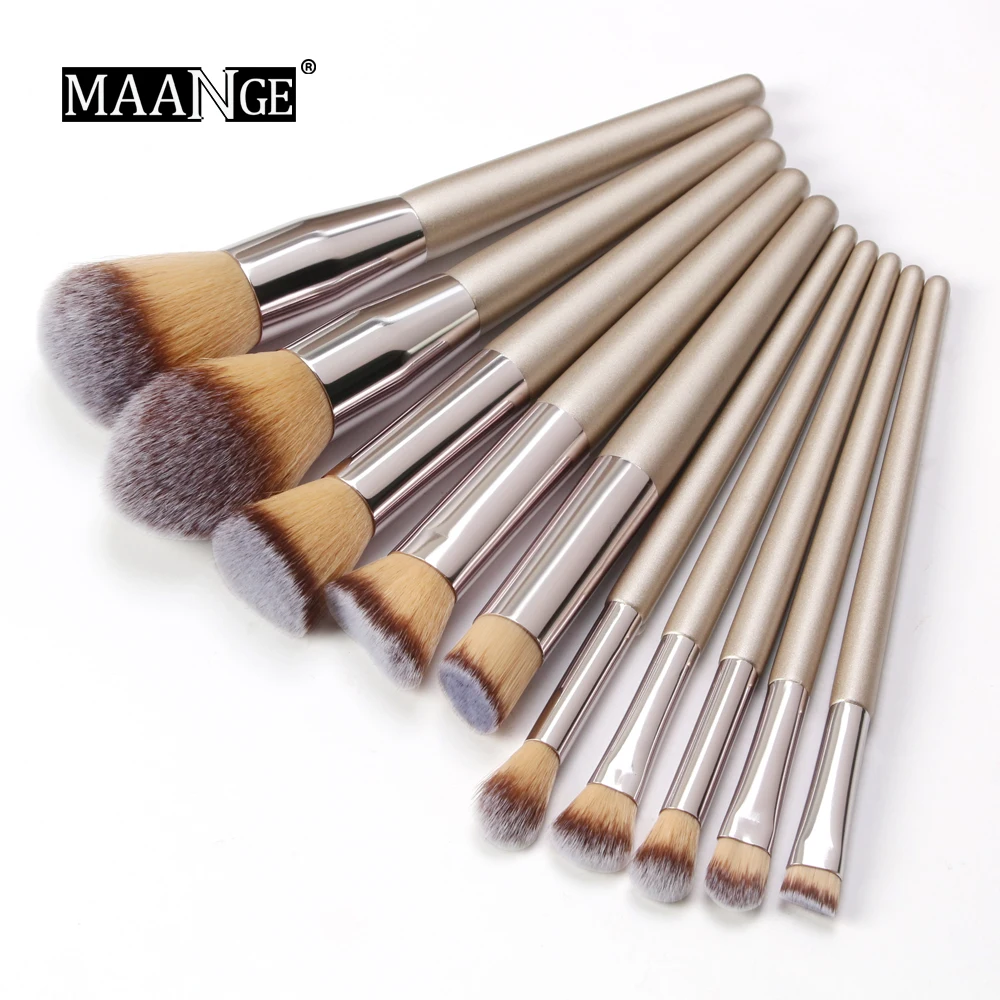 

10pcs Makeup Brushes Set For Foundation Powder Blush Eyeshadow Concealer Lip Eye Make Up Brush Luxury Champagne Set