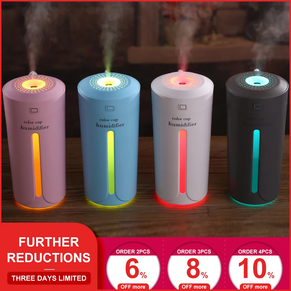 

Ultrasonic Air Humidifier Essential Oil Diffuser With 7 Color Lights Electric Aromatherapy USB Humidifier Car Aroma Diffuser