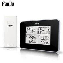 FanJu FJ3364 ดิจิตอลนาฬิกาปลุกสถานีอากาศไร้สาย Sensor เครื่องวัดอุณหภูมิอิเล็กทรอนิกส์ LCD นาฬิกาแขวนผน...(China)