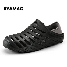 Мужские пляжные сабо сетки воздуха Сандалии для девочек Повседневные шлепанцы дышащие классические сабо и Шлёпанцы плоским желе Дачная обувь слайд кросы