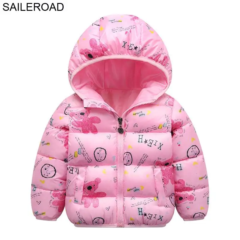 SAILEROAD Динозавр Pattern Зимний Мальчик Куртка 2-7age Мальчики Парка Теплые Детские Пальто Пух Хлопка Мультфильм Животных Детская Одежда