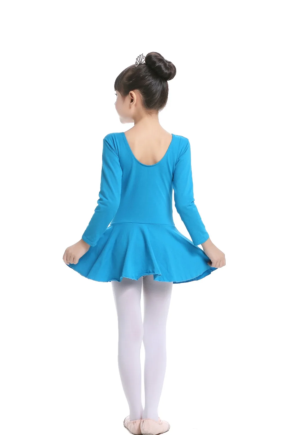 Pink Cotton Formal Ballet Dress for Girls Long Sleeves Shiny Ballet leotard for Dance Kids Gymnastics Professional Tutu Dress (16)