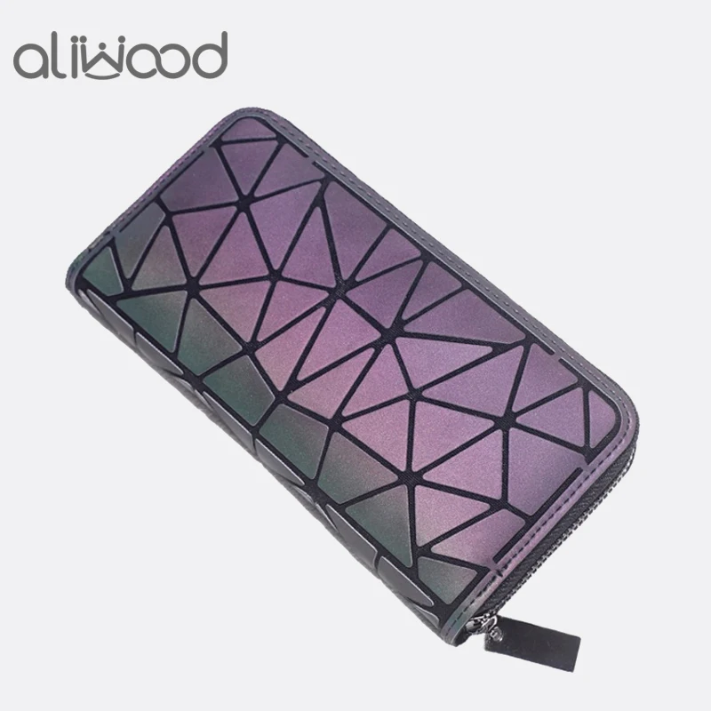 

Aliwood Geometric Women Wallet Clutch Famous Brands Female Long Purse Zipper Glowing Wallet Purse Ladies Fashion Phone Clutch