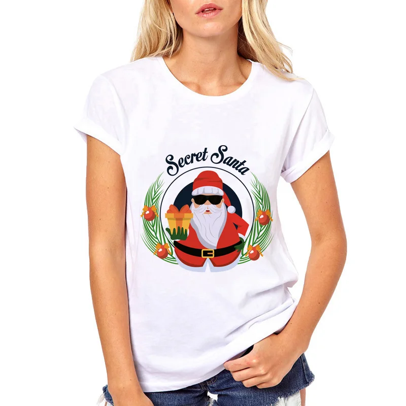 Летняя футболка женская с Санта Клаусом Рождественская уличная camisetas Hombre