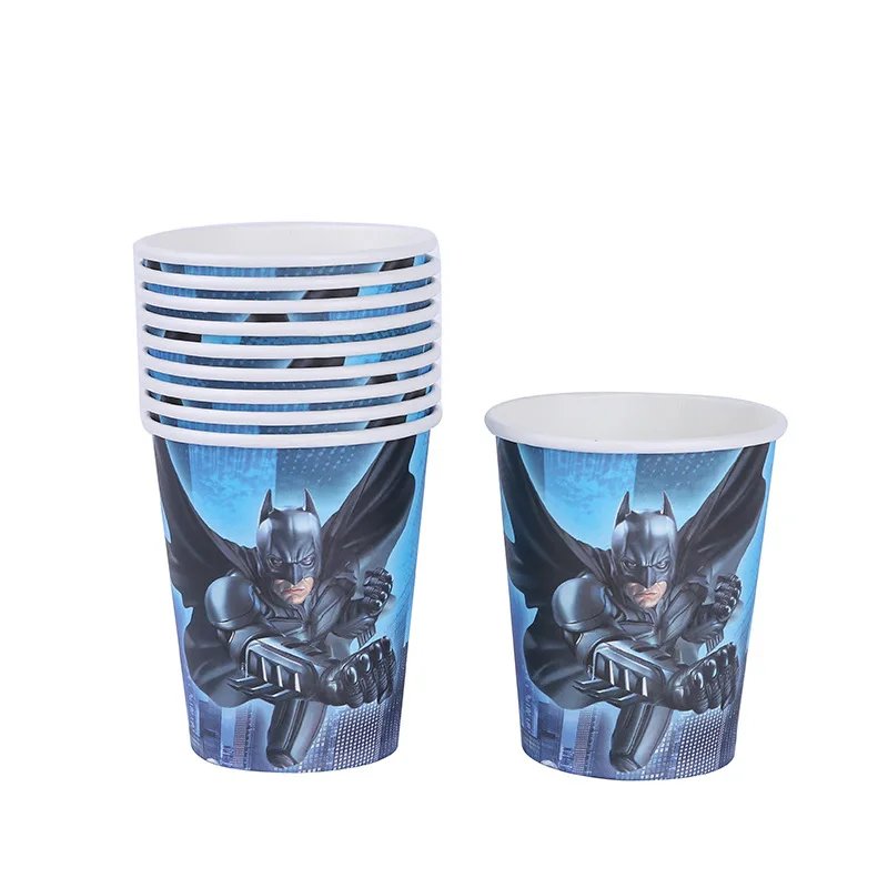 10 шт. 20 человек вечеринка для мальчика день рождение Бэтмен вечерние украшения наборы бумажные чашки принадлежности для вечеринки-девичника Хэллоуин