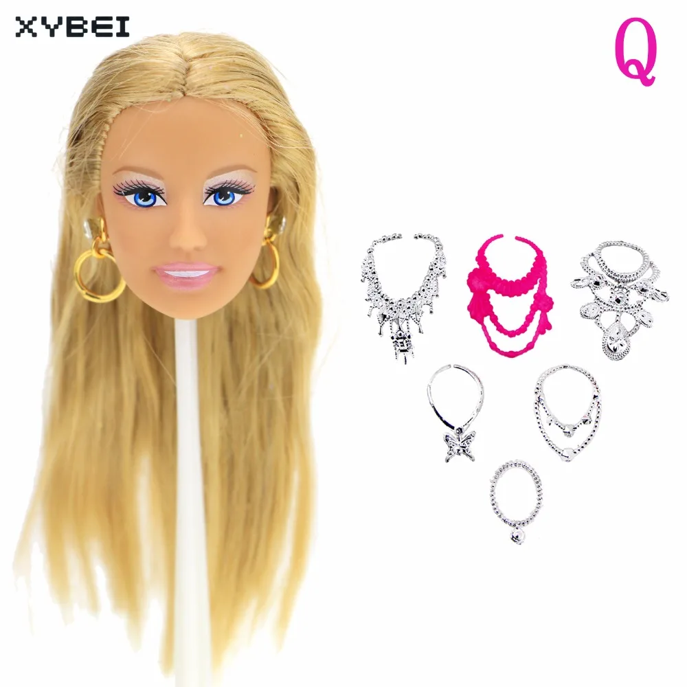 1 лот Высокое качество кукла голова+ 6x модные пластиковые ожерелья Подвижные Гибкие DIY аксессуары для 1" кукла кукольный домик игрушка крутая