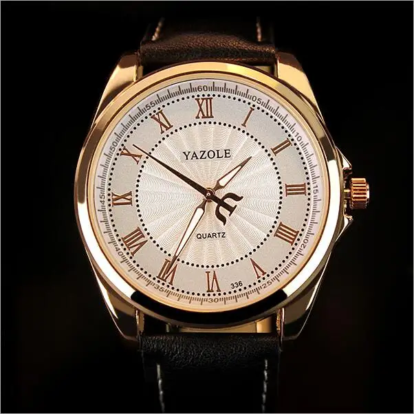 YAZOLE бизнес часы Мужские лучший бренд Роскошные Кварцевые наручные часы классические модные кожаные мужские наручные часы - Цвет: blackwhite