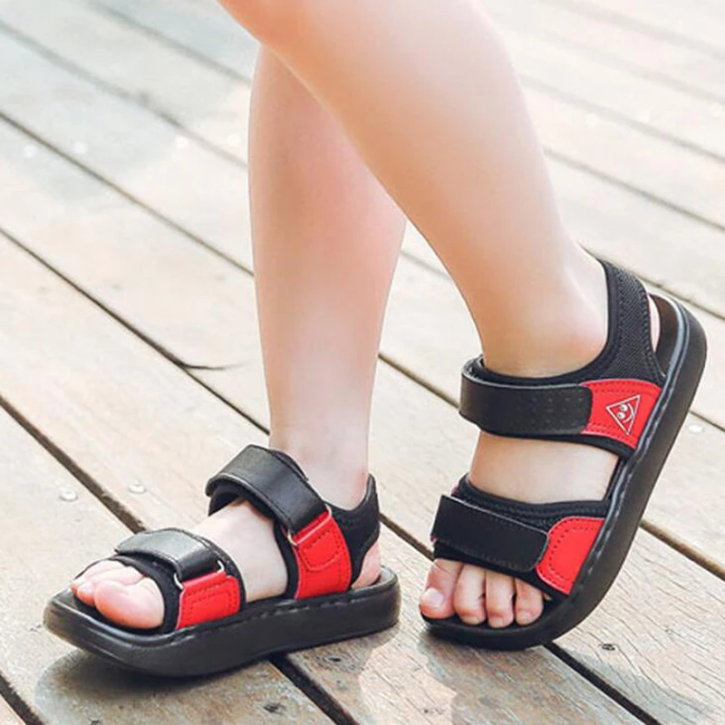New 2018 Children Genuine leather Kids Sandals Boys Fashion hook loop Summer Shoes High quality 