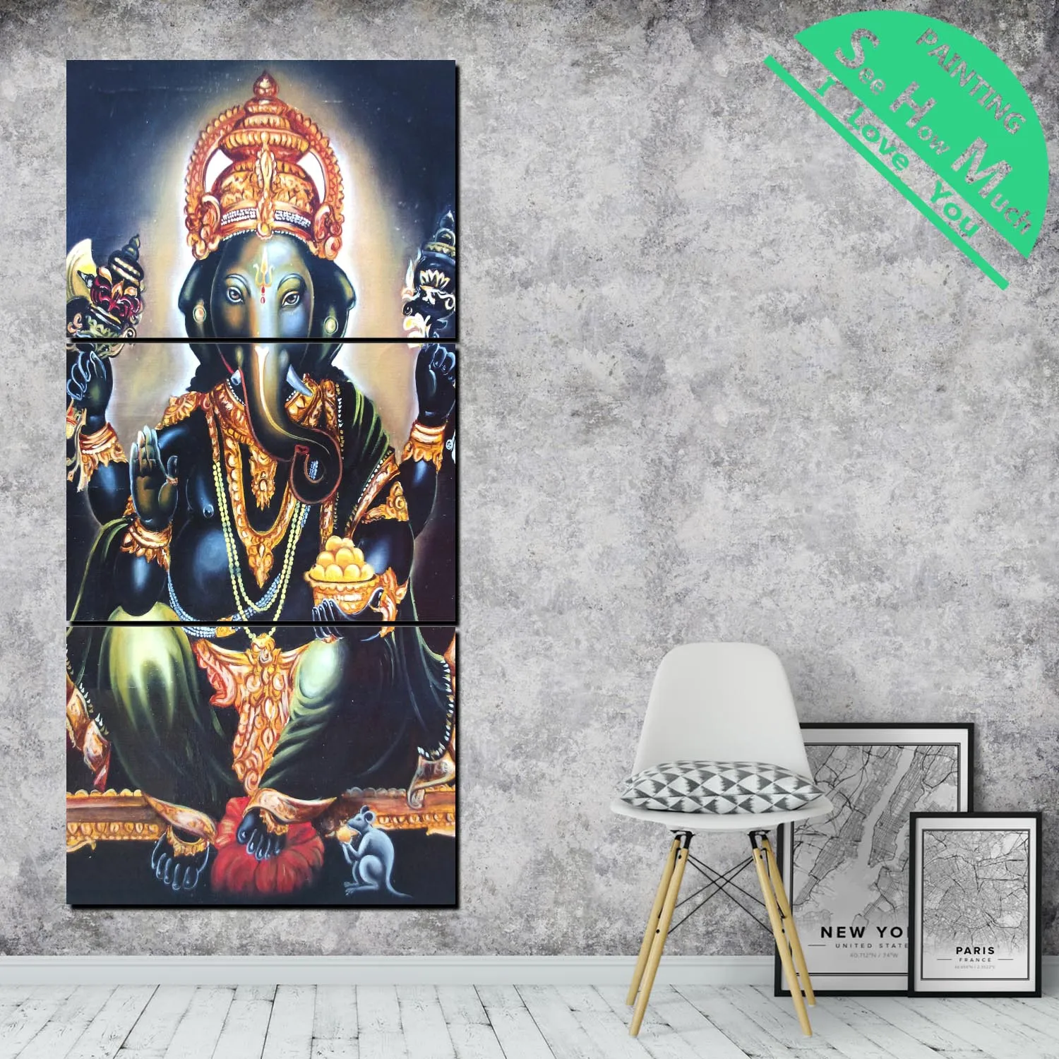 

3 Pieces Ganesh Buddha God HD Printed Canvas Painting Wall Art Pictures for Home Decoration living room decoration