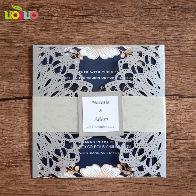 luxurious white wedding banquet invitation card 15 by 15cm blue banquet invitations