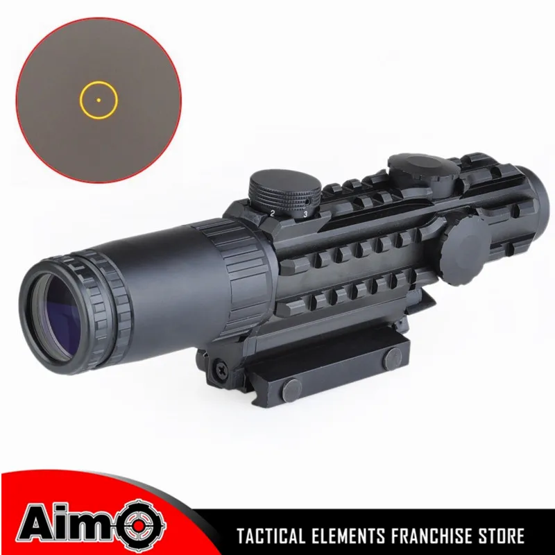 Aim AIrsoft 1 3x28 Riflescope Yellow Illuminated font b Rangefinder b font Reticle Shotgun Air Hunting