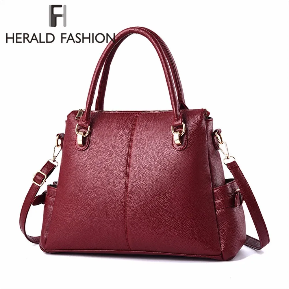 

Herald Fashion Vintage Leather Women Shoulder Bag Large Capacity Women Handbag Female Causal Totes Bags Lady's Crossbody Bag
