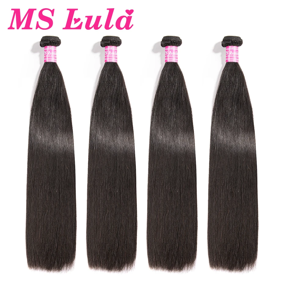 

Ms Lula Hair Brazilian Hair Wave Straight 4 Bundles Deal 100% Human Hair Extension Double weft Remy Hair Free Shipping