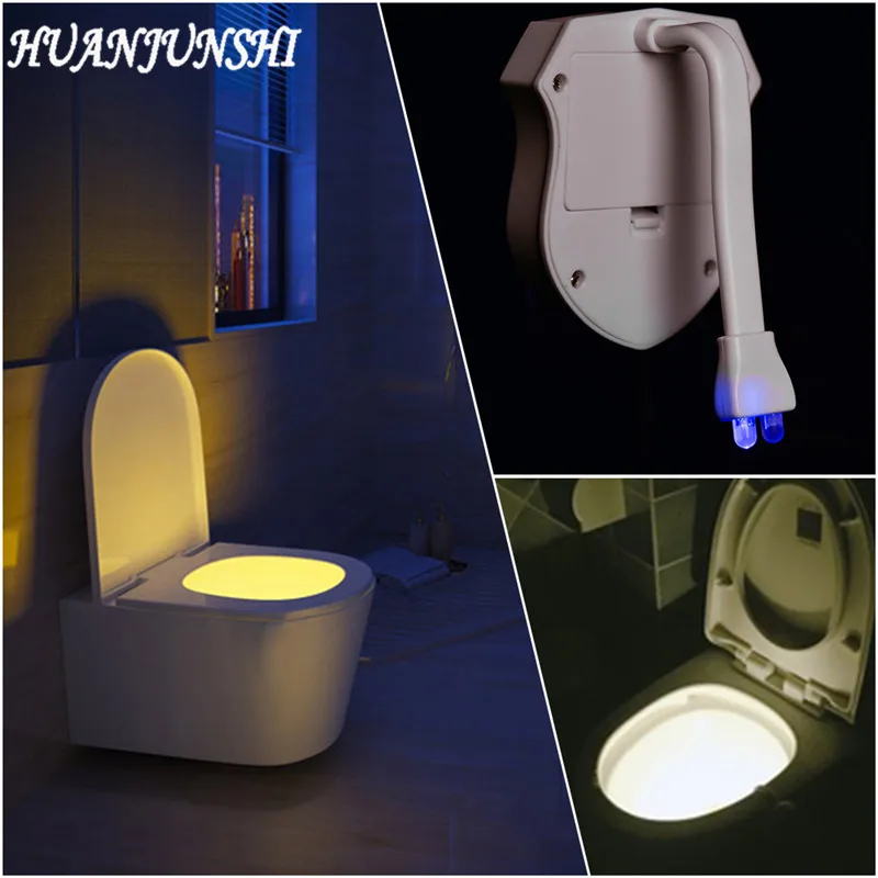 

HUANJUNSHI Sensor Toilet Light 16 Color LED Battery-Operated Lamp Human Motion Activated PIR Automatic RGB Toilet Nightlight