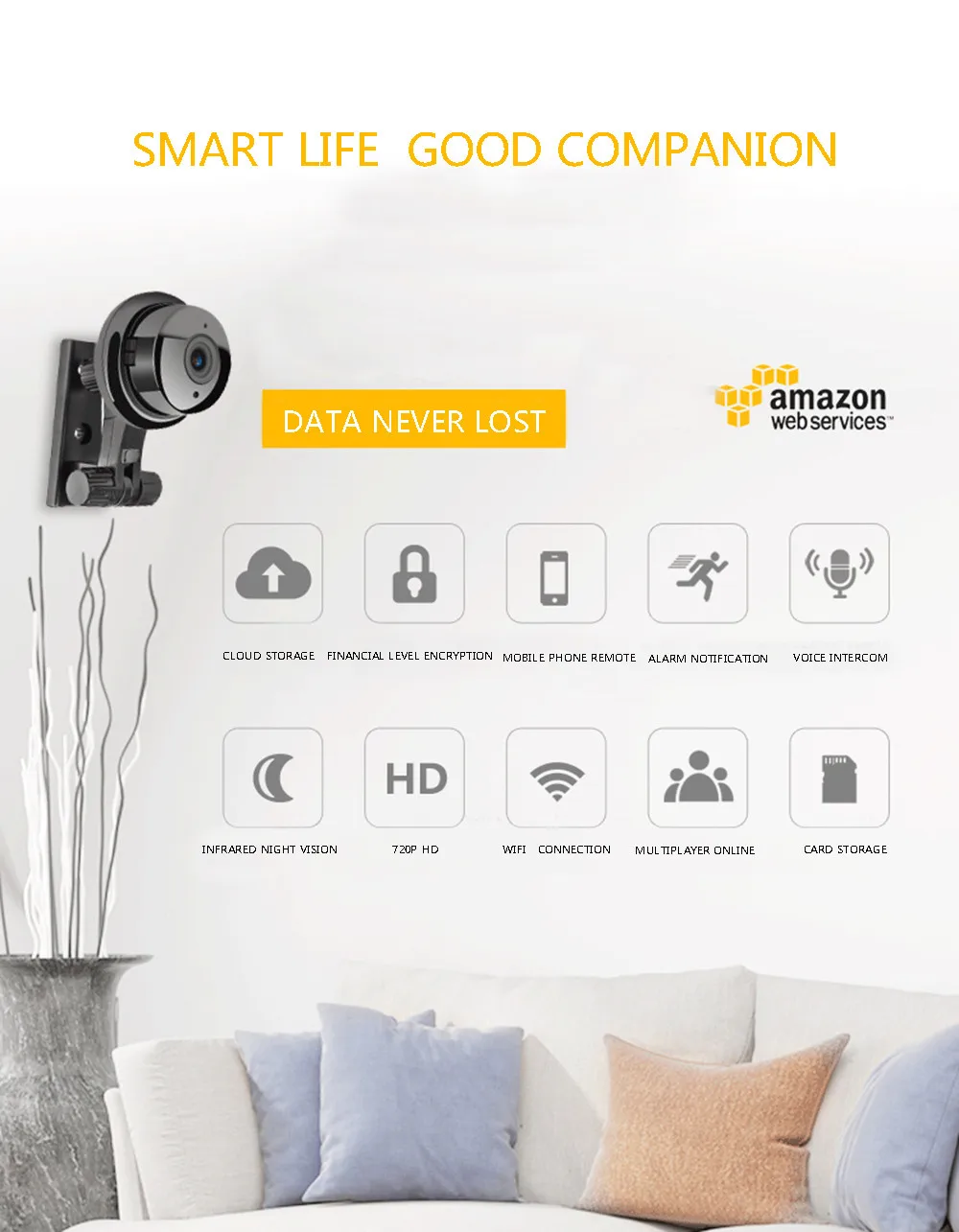 Беспроводной мини Wi Fi ночное видение умный дом безопасности ip-камера монитор#4