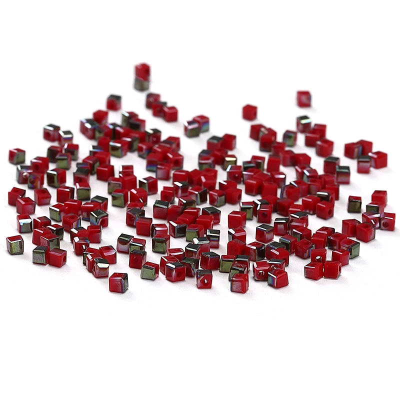 

NEW Crystal Beads Red Wine Color AB 100pc 2mm Austria Crystal Cube Beads Loose Beads Square-shape Crystal Beads for Jewelry C-1