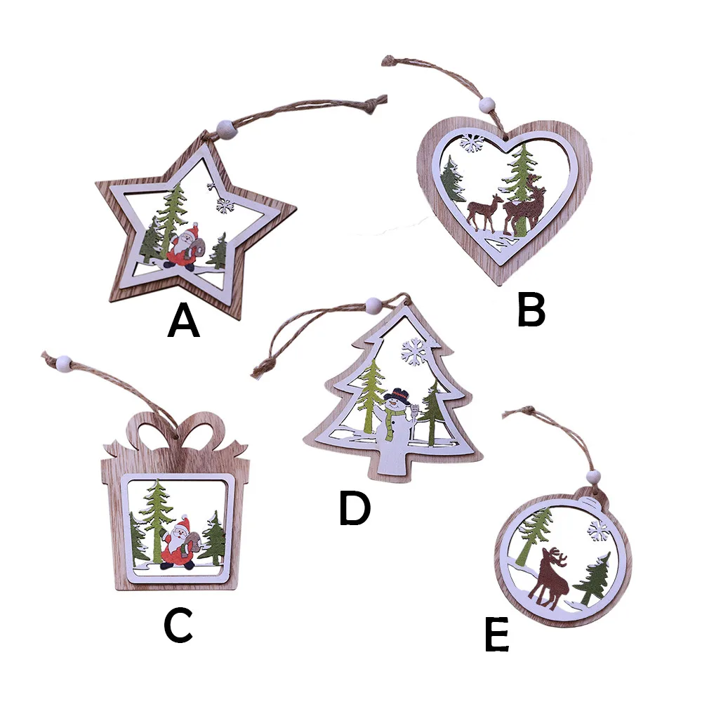 1 шт. год украшения дома Рождественские снежинки деревянные декоративные элементы в деревенском стиле Рождественская елка висячее декоративное украшение горячая Распродажа M3