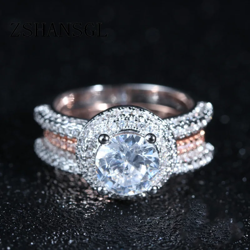 Набор свадебных колец из 2 предметов, Стерлинговое Серебро S925 пробы, anel feminino bijoux, 0.5ct AAA CZ, ювелирные изделия для помолвки, бесконечные кольца для женщин