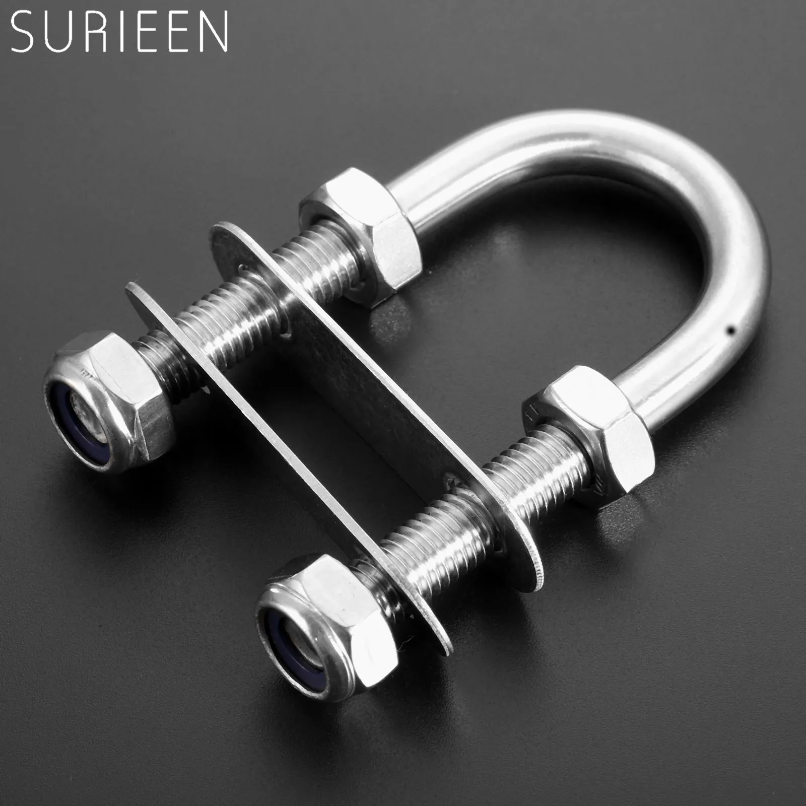 

SURIEEN 1pc Bow Stern Eye U Bolt 316 Stainless Steel Boat Marine Bolt Rope And Rigging Shrouds M10 x 90 Yacht Boats Accessories