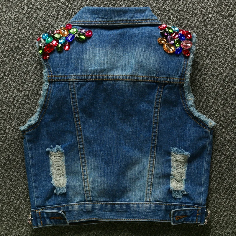 Wome Déchiré Ciel Vestes Manteau Manteaux Court Denim Perles De Veste Top Trous Survêtement Pu Casual Base 4Cq4wrHPx