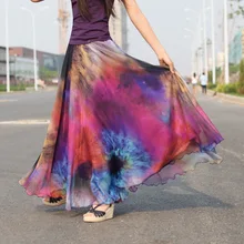 Новые летние длинные юбки женские до щиколотки плиссированные шифоновые юбки пляж в стиле бохо одежда Femme макси юбка Женская saia longa