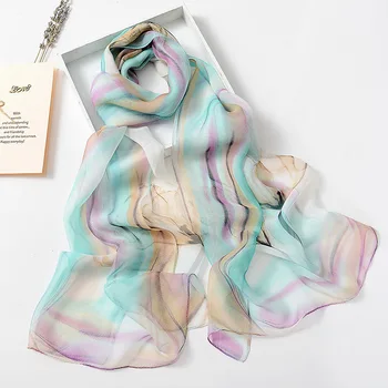 

2019 New Chiffon Air-conditioned Shawl for Ladies Personalized Fashion Versatile Scarf Suntan Scarf Colorful Holiday Scarves