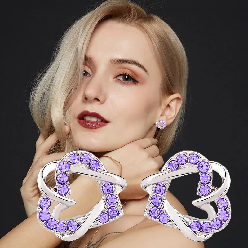 

Romantic Heart Rhinestone Stud Earrings For Women Classic Crystal Earring Fashion Brand Luxury Elegant Fine Jewelry Brincos