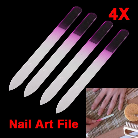 

High Quality 4x Durable Nail File Crystal Glass Buffer Nail Art Manicure Device Pro Tool
