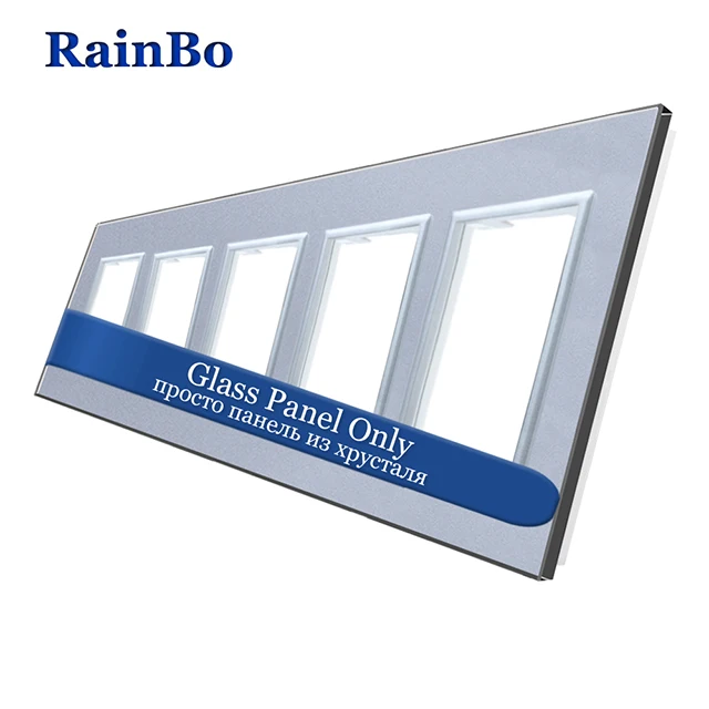 RainBo EU 5Frame-Square hole-glass-panel 364mm*80mm EU Standard-wall socket-DIY-Accessories A58W1 - Цвет: Gray