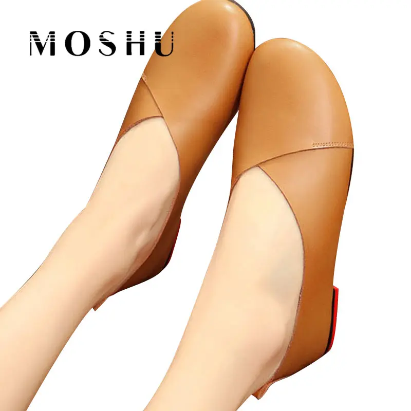

Women Summer Flats Genuine Leather Casual Shoes Shallow Slip On Loafers Moccasins Shoes Chaussure Femme Plus Size 35-43