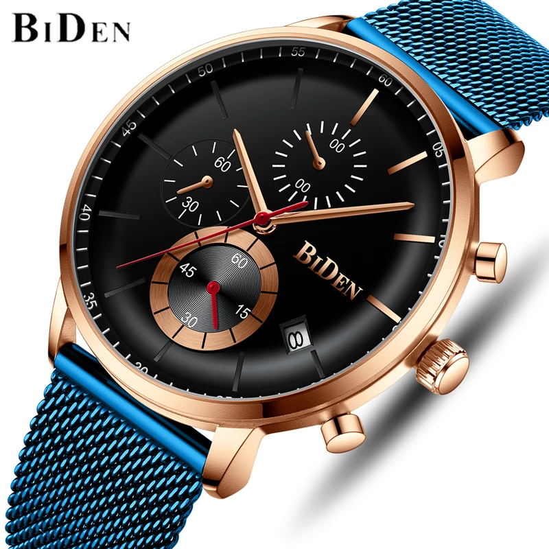 

BIDEN Men Analog Quartz Watches Army Military Chronograph Sports Watches Men's Luxury Business Waterproof Wristwatch Male Clock