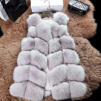 

Autumn Winter Coat Women 2020 Faux Fur Coat Casual Slim Sleeveless Furry Faux Fox Fur Vest Winter Jacket Women casaco feminino