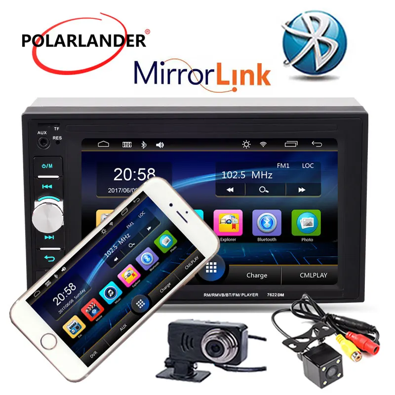 6," 2 Din автомобильное радио стерео MP5 Зеркало Ссылка для Android телефон камера/DVR автоматический Bluetooth Сенсорный экран дистанционное управление