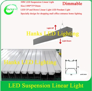 

Hanks Dimmable 5ft LED Suspension Linear Light Milk Cover 50W LED Up and Down Pendant Light 2PCS/Lot