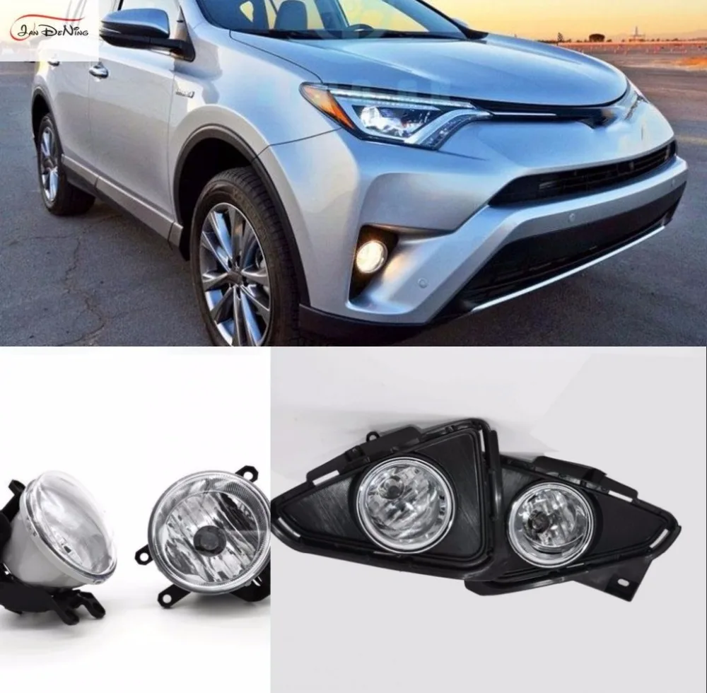 JanDeNing Car Fog Lights For 2016 2017 Toyota RAV4 Halogen bulb Clear