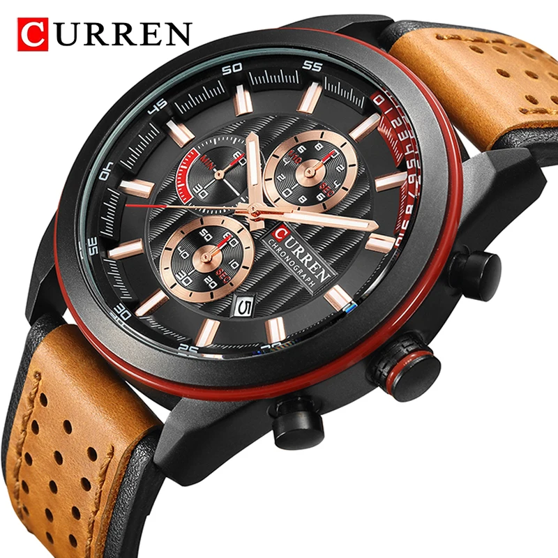 

Mens Watches CURREN Luxury Brand Fashion Chronograph Men's Quartz Watch Mens Sport Wristwatch Relogio Masculino Waterproof 30M