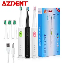 AZDENT Новый AZ-1 Pro Sonic электрические зубные щётки перезаряжаемые USB Зарядка 4 шт. сменные головки таймер зубы кисточки водонепрони