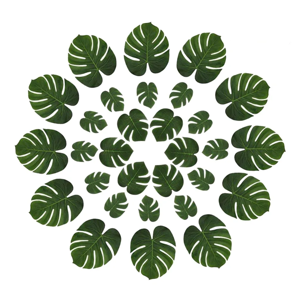 Горячие 24 шт./упак. Гавайский тропический зеленые листья Луау Моана украшения для праздничного стола оптом