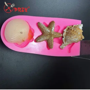 

Silicone chocolate soap 3D starfish conch beach shell cake decoration mold