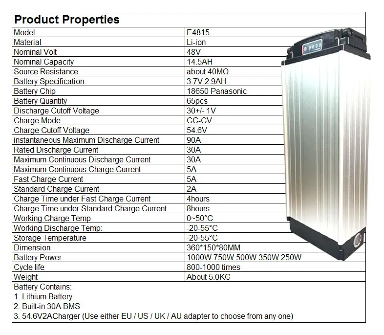 48 в 1000 Вт литиевая батарея 48 В 15AH Электрический велосипед батарея 48 В 14.5ah литий-ионный аккумулятор использовать телефон panasonic с 54,6 в 2A зарядное устройство