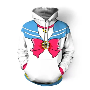 

Sailor Moon Cosplay Costume Hoodie Bow print sweater Sweatshirt Jacket for women Female adult lovely coat party costume