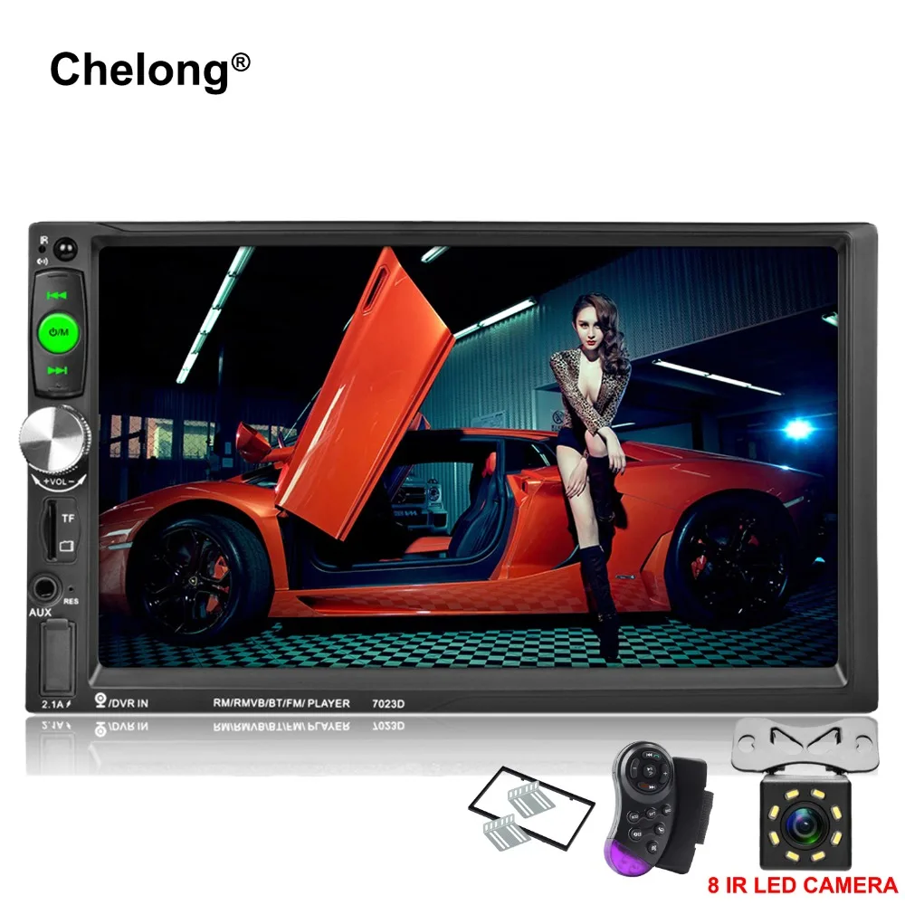 7023D 2Din 7inch Bluetooth HD 1024*600 Car MP5 Player with Card Reader Radio Tuner Fast Charge with Camera Car Stereo MP5 Player 2017 7023d double 2din car radio 7 bluetooth hd card reader radio fast charge car stereo audio mp5 player without rear camera