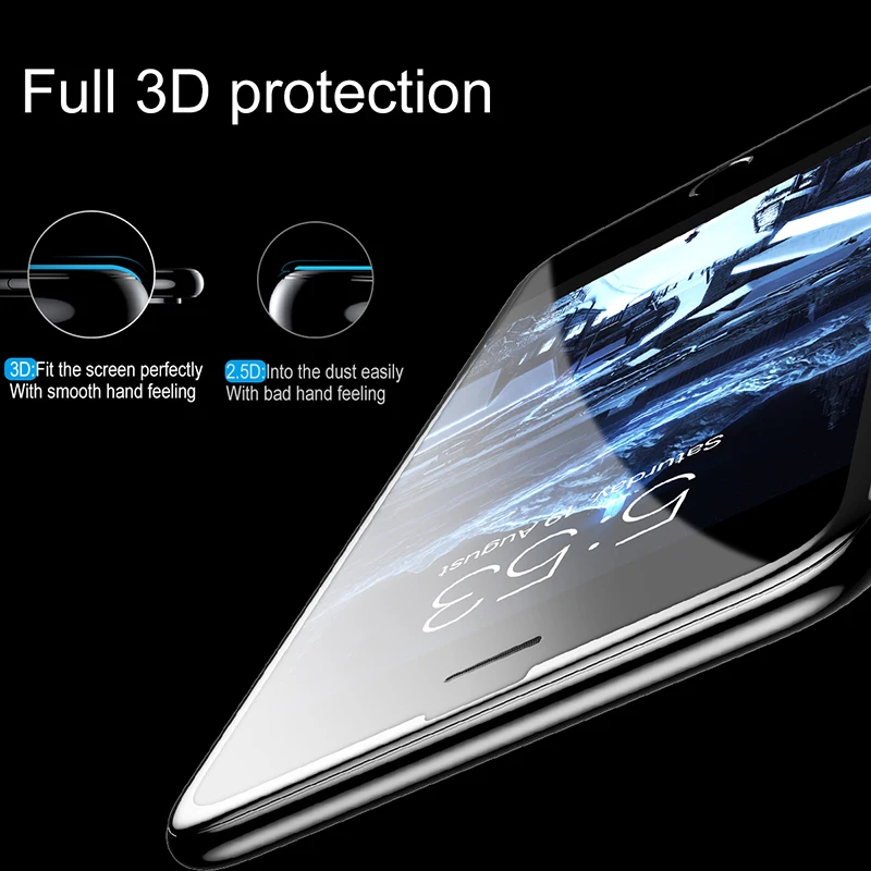 Защитная пленка Baseus 0,23 мм из закаленного стекла для iPhone 8, 7, 6 s, 6s Plus, 3D, с мягким краем, узкая сторона, ПЭТ, полное покрытие, продуманная пленка