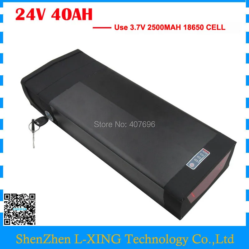

24V 40AH electric bike Battery 500W 24V Lithium rear rack battery with tail light and USB Port with 30A BMS 29.4V 5A Charger