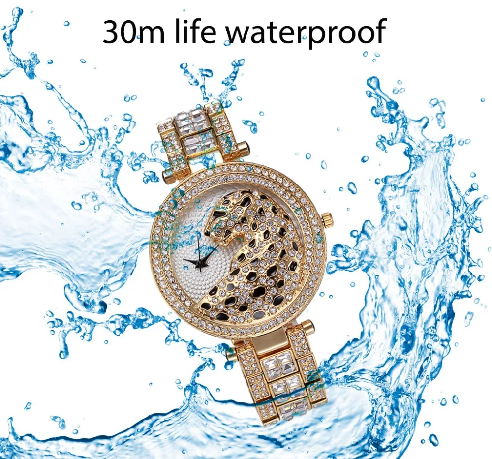 Miss Fox Women Quartz Watch Fashion Bling Casual Ladies Watch Female Quartz Gold Watch Crystal Diamond Leopard For Women Clock